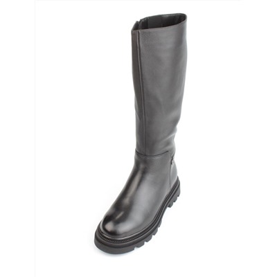 02-FK888-1M BLACK Сапоги зимние женские (натуральная кожа, байка, натуральный мех)