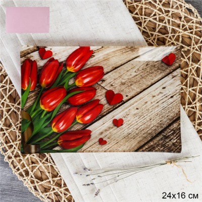 Блюдо прямоугольное 24x16 см / S322416 DD436 GREY Тюльпаны / уп 6/48/ цветная коробка