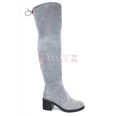 Женские весенние замшевые ботфорты чулки Melany light gray