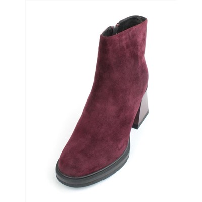 04-M3-9204 WINE Ботильоны зимние женские (натуральная кожа, натуральный мех)