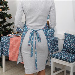 Фартук 'NewYear' 70*80 с карманом и регулируемой бретелью, рогожка, 100% хлопок, 'Шишки синий'