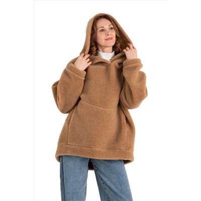 Толстовка женская из верблюжьей шерсти оверсайз HOT TREND (с капюшоном, цвет Camel) цвет КОРИЧНЕВЫЙ