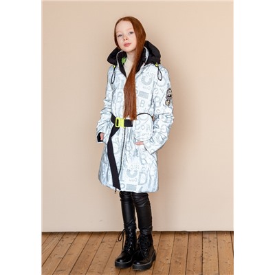 2107 Пальто на синтепоне серо-голубой/140