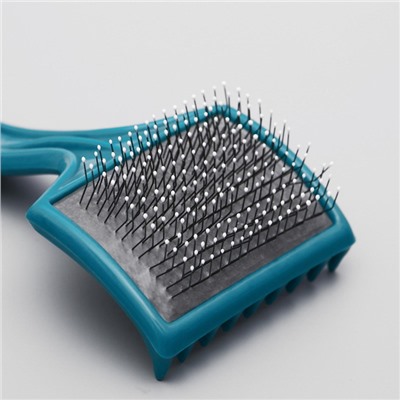 Щётка - пуходёрка большая, основание 68×48 мм, мягкая с каплями, бирюзовая