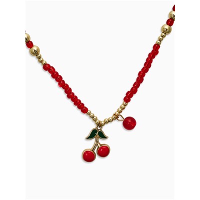 Колье из бисера «Вишня», 40 см, красное в золоте
