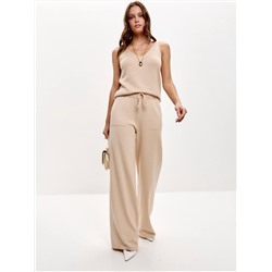 Брюки палаццо с карманами, Светлый беж