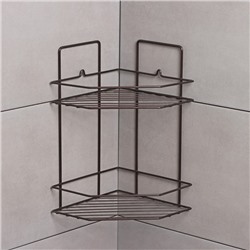 Полка угловая для ванной 2-х ярусная «Эконом», 220×220×115 мм, цвет медная искра