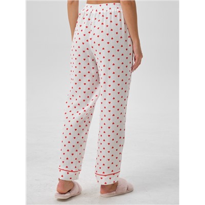 Брюки белые в сердечко с карманами