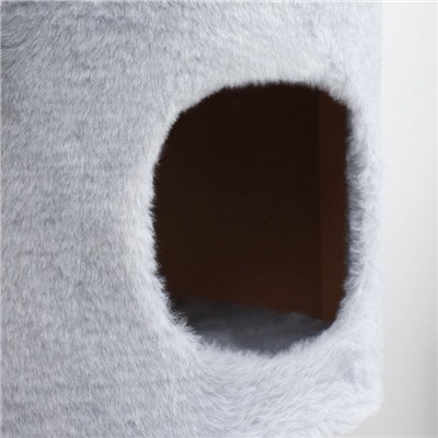 Домик для кошек с когтеточкой «Круглый с площадкой», 52×52×95 см, серый
