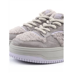 04-P124-3C GRAY Кроссовки демисезонные женские (натуральная замша, искусственный мех)