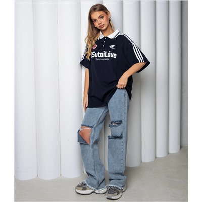 Футболка #КТ1716, тёмно-синий