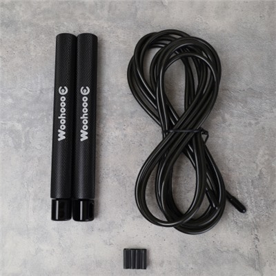 Cкакалка скоростная Woohooo Tempesta Hard Pro / длина 4.5mm/3m, ручки 1.8х15.8 см  / Вес 240g / Black / уп48