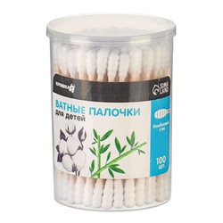 Ватные палочки в тубе 100 шт.,  наконечник - спираль, хлопок/бамбук(стик)