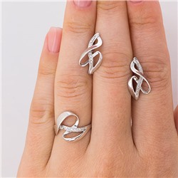 Серебряный гарнитур с бесцветными фианитами - 984