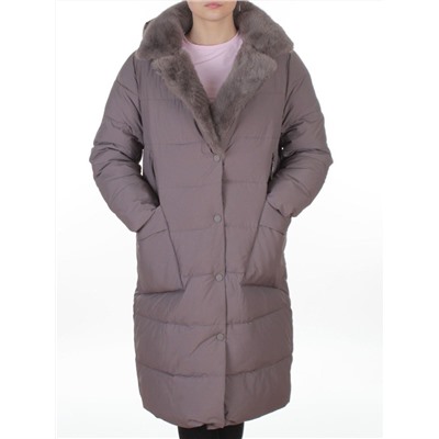 8806 GRAY/LILAC Пальто зимнее женское (200 гр. холлофайбер)