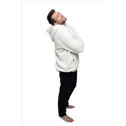 Толстовка мужская из овечьей шерсти оверсайз HOT TREND (с капюшоном, цвет Ваниль) цвет БЕЛЫЙ