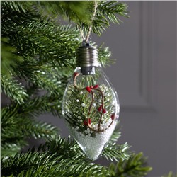 Ёлочный шар «Ветка ели», батарейки, 5 LED, свечение белое