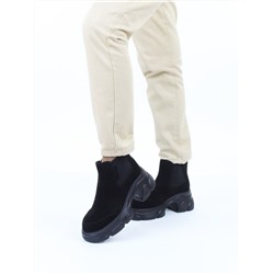 01-H23B-40B BLACK Ботинки демисезонные женские (натуральная замша, байка)