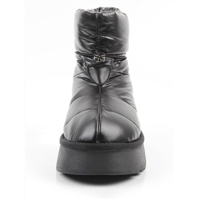 04-WA003-1M BLACK Ботинки зимние женские (натуральная кожа, курточная ткань, 100% шерсть)