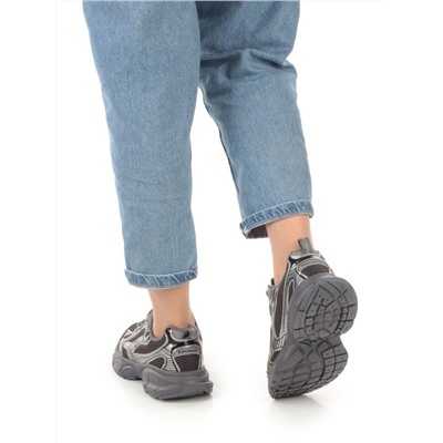 05-P247-1 BLACK/SILVER Кроссовки женские (искусственные материалы, сетка)