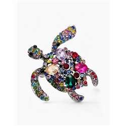 Брошь «Черепаха», цветная в чернёном серебре