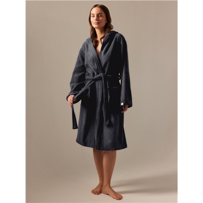 Халат махровый с капюшоном женский SL HOME: Basic «Гри Сандре», хлопок 100%, тёмно-серый