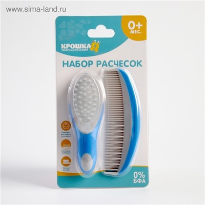 Набор для ухода за волосами Крошка Я, щетка + расческа, голубой