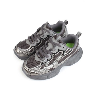 05-P247-1 BLACK/SILVER Кроссовки женские (искусственные материалы, сетка)