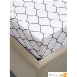 PRIME PRIVE ХАРДИ сер Простыня на резинке 160х200+30, 1 пр., хл./сатин