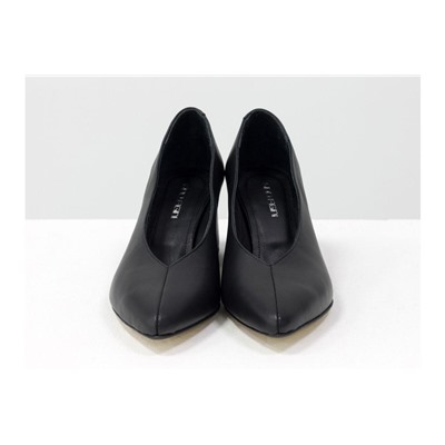 Дизайнерские туфли перчатки (glove shoes) на невысоком обтяжном каблуке, выполнены из натуральной итальянской кожи черного цвета, Новая Коллекция от Gino Figini, Т-2050-12