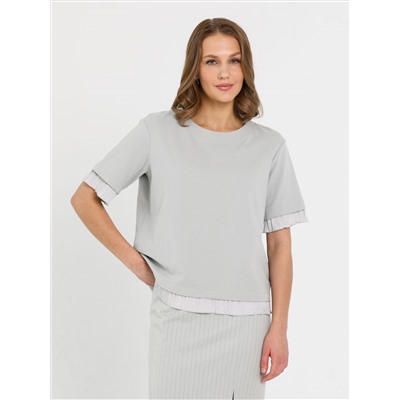 Футболка с эффектом многослойности в бледно-зелёном цвете