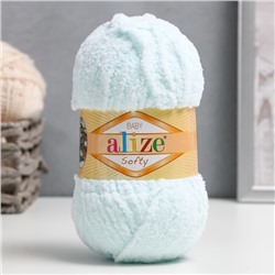 Плюшевая пряжа для вязания спицами, крючком ALIZE, Softy, 100% микрополиэстер, 115 м/50 г, (15 водяная зелень)