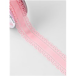 Лента декоративная, репсовая, с ажурным краем, 25 мм, 9.1±0.5 м, розовая