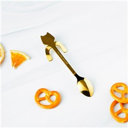 Ложка чайная из нержавеющей стали Magistro «Котик», длина 11.5 см, цвет золотой