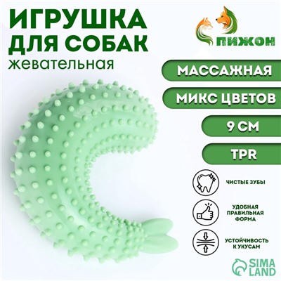 Игрушка массажная для собак "Креветка" 9 см, ТПР, микс цветов