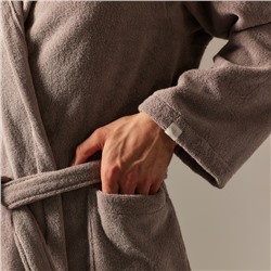 Халат махровый с капюшоном мужской SL HOME: Basic «Софт Мист», размер S, хлопок 100%, серый