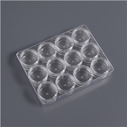 Органайзер для хранения мелочей, 12 баночек, 12×9×2 см, d=2.8×1.5 см, 4.5 мл, прозрачный