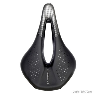Седло велосипедное MTB COMIRON SAGAN M046A 245X155, Технологии: DW, ED. Верх: PU принтованный глянец, Цвет: Чёрный+Серый  /уп 40/