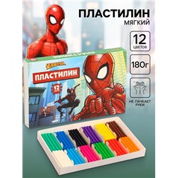 Пластилин 12 цветов, 180 г, Человек паук
