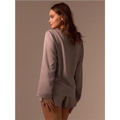 Пижама женская (рубашка, шорты) SL HOME Modal Home, серо-бежевая