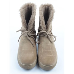 04-PAL271-3Z GREEN/SANDY Ботинки зимние женские (натуральная замша, 100% шерсть, натуральный мех)