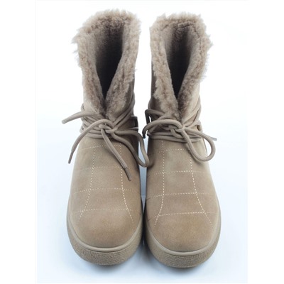 04-PAL271-3Z GREEN/SANDY Ботинки зимние женские (натуральная замша, 100% шерсть, натуральный мех)