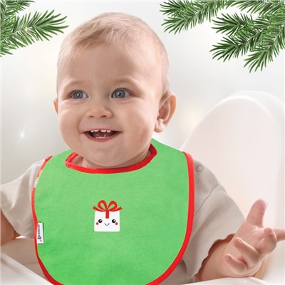 Нагрудник детский новогодний Крошка Я «Happy», на липучке, МИКС