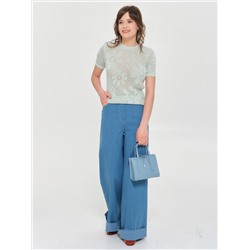 Джемпер вязаный светло-зелёного цвета с короткими рукавами