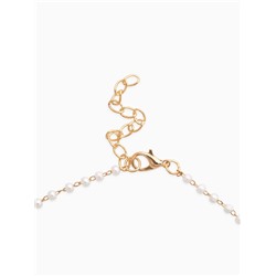 Кулон на жемчужной дорожке «Яблочко», 44 см, бело-красный в золоте