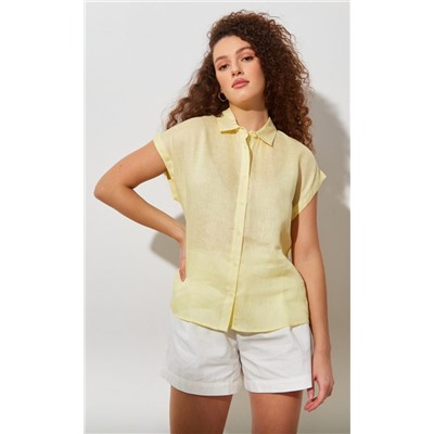 Рубашка лен F212-0441-2 lemon