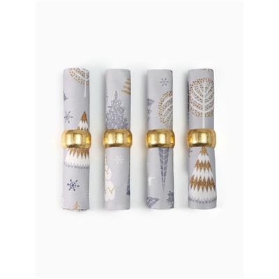 Набор салфеток сервировочных «Этель» Let it snow, 40×40 см - 4 шт., с декоративными кольцами, 100% хлопок, саржа 190 г/м²