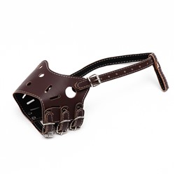 Намордник из прессованной кожи регулируемый, №3, ДН 6.8 см, ОМ 21-28 см, коричневый
