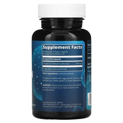MRM Nutrition, Хризин 500, 500 мг, 30 веганских капсул