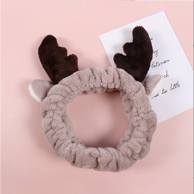 Повязка косметическая плюшевая Рожки Оленя с ушками